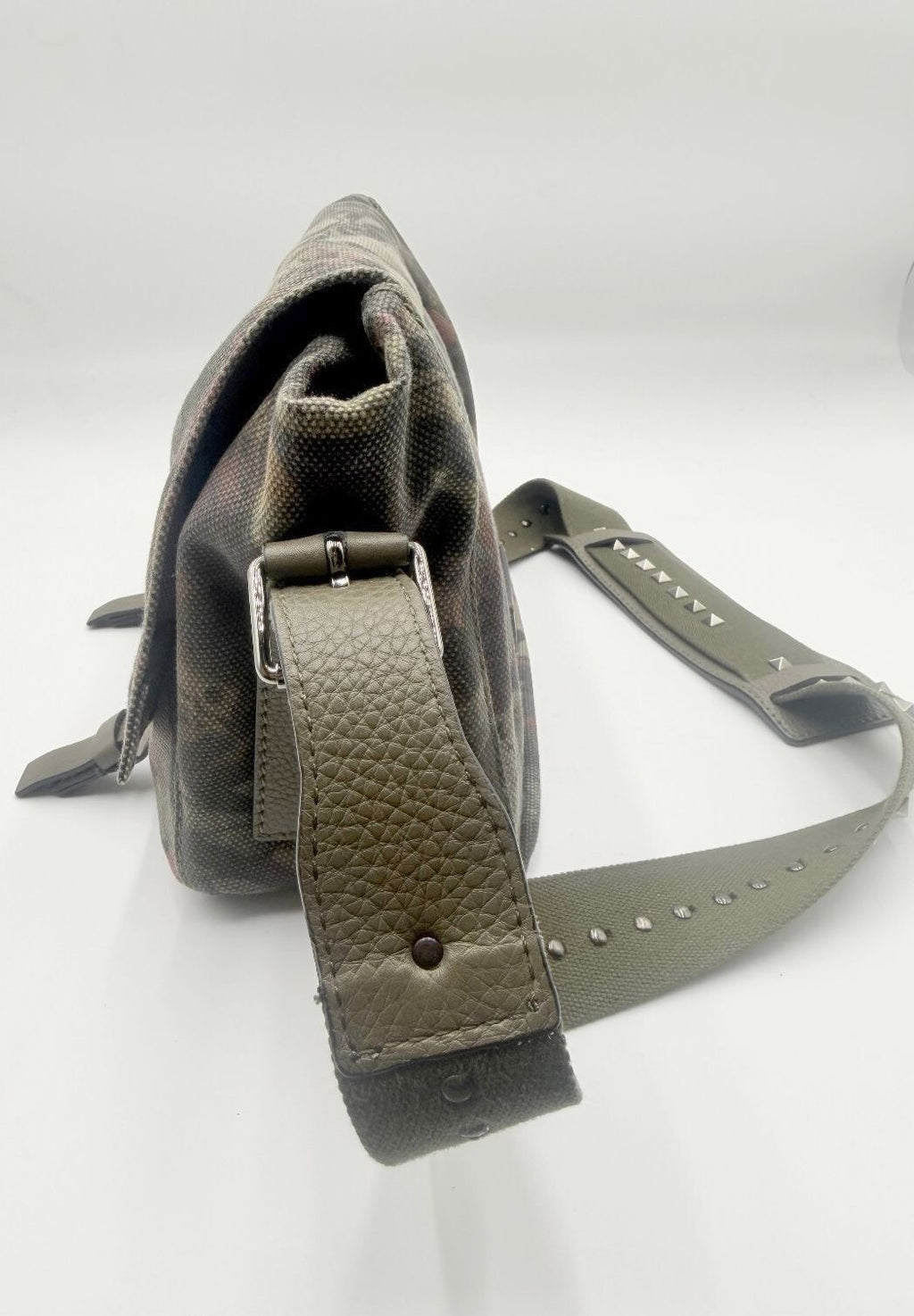 Valentino Garavani Rockstud Camubutterfly Canvas Messenger Bag Olive NWT!