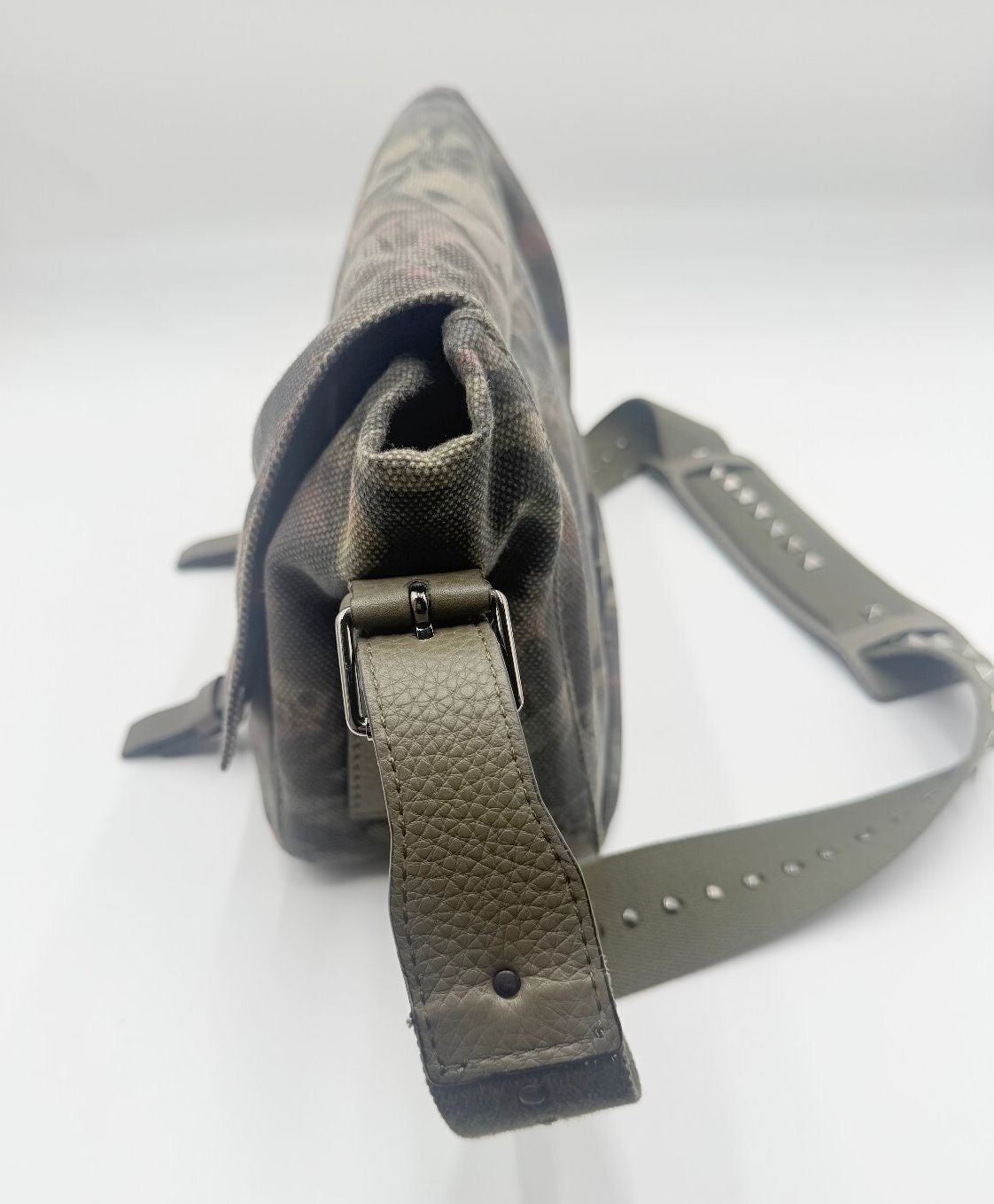 Valentino Garavani Rockstud Camubutterfly Canvas Messenger Bag Olive NWT!